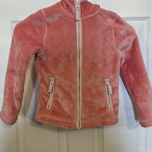 Lands' End Girls' Plush Zip Hoodie in Coral Pink
